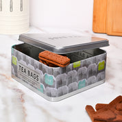 Market99 Container Storage Tin Box - Tea Bag White Square Glossy Finish