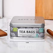 Market99 Container Storage Tin Box - Tea Bag White Square Glossy Finish