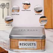 Market99 Container Storage Tin Box - Biscuits White Square Glossy Finish