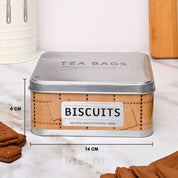 Market99 Container Storage Tin Box - Biscuits White Square Glossy Finish