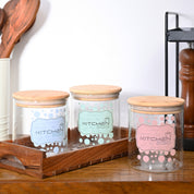 VON CASA Jar Set of 3 PCS 500 ml - Transparent Glass Matte Finish