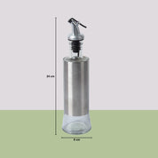 VON CASA Condiment Set Salt & Pepper with 2 Oil Dispenser Set with Stand - Stainless Steel Glossy Finish