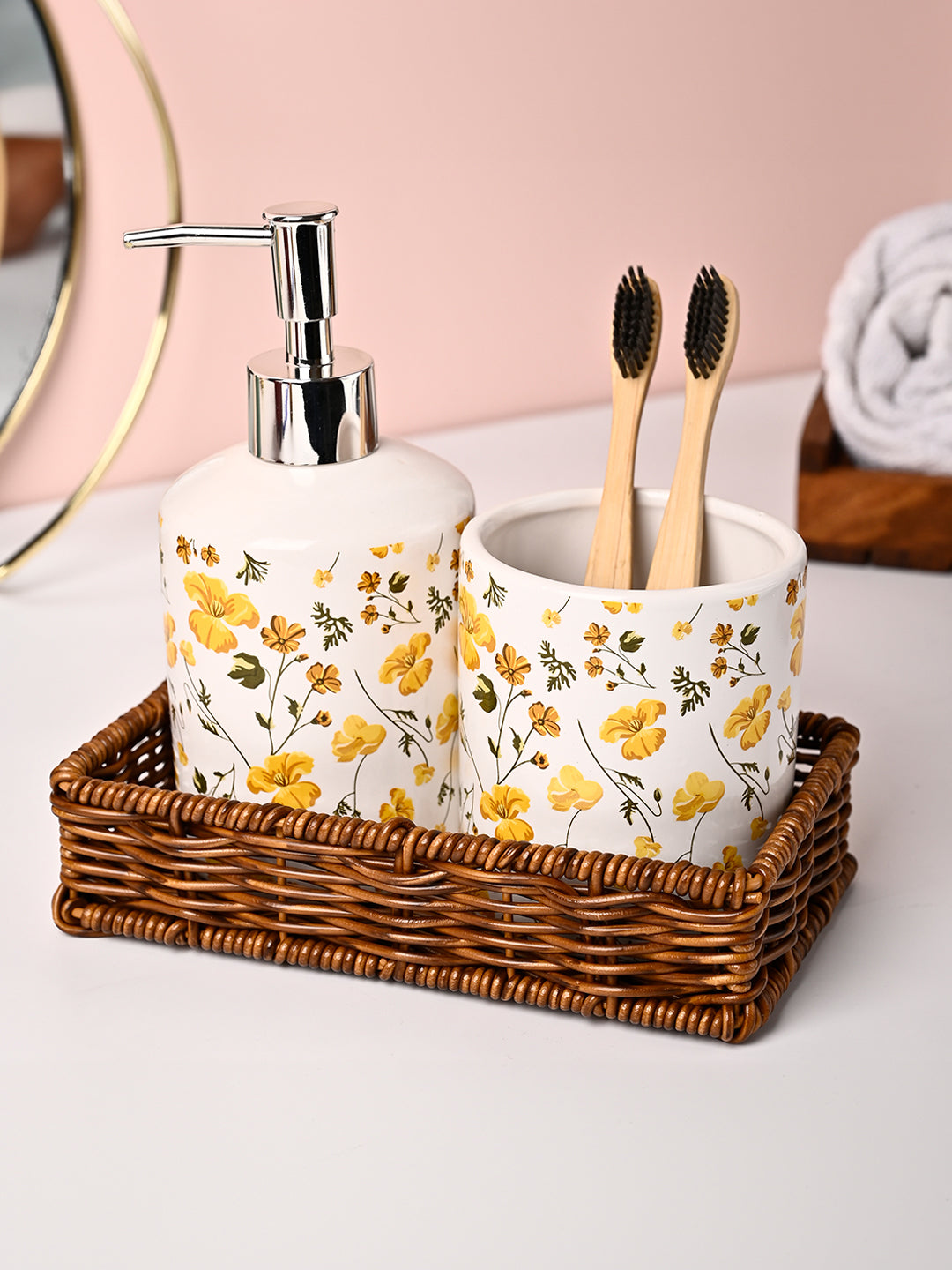 VON CASA 3Pcs Printed Ceramic Bathroom Set - MARKET99