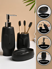 VON CASA 3Pcs Black Ceramic Bathroom Set - MARKET99