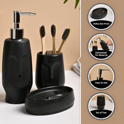 VON CASA 3Pcs Black Ceramic Bathroom Set