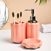 VON CASA 3Pcs Peach Printed Ceramic Bathroom Set