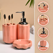 VON CASA 3Pcs Peach Printed Ceramic Bathroom Set