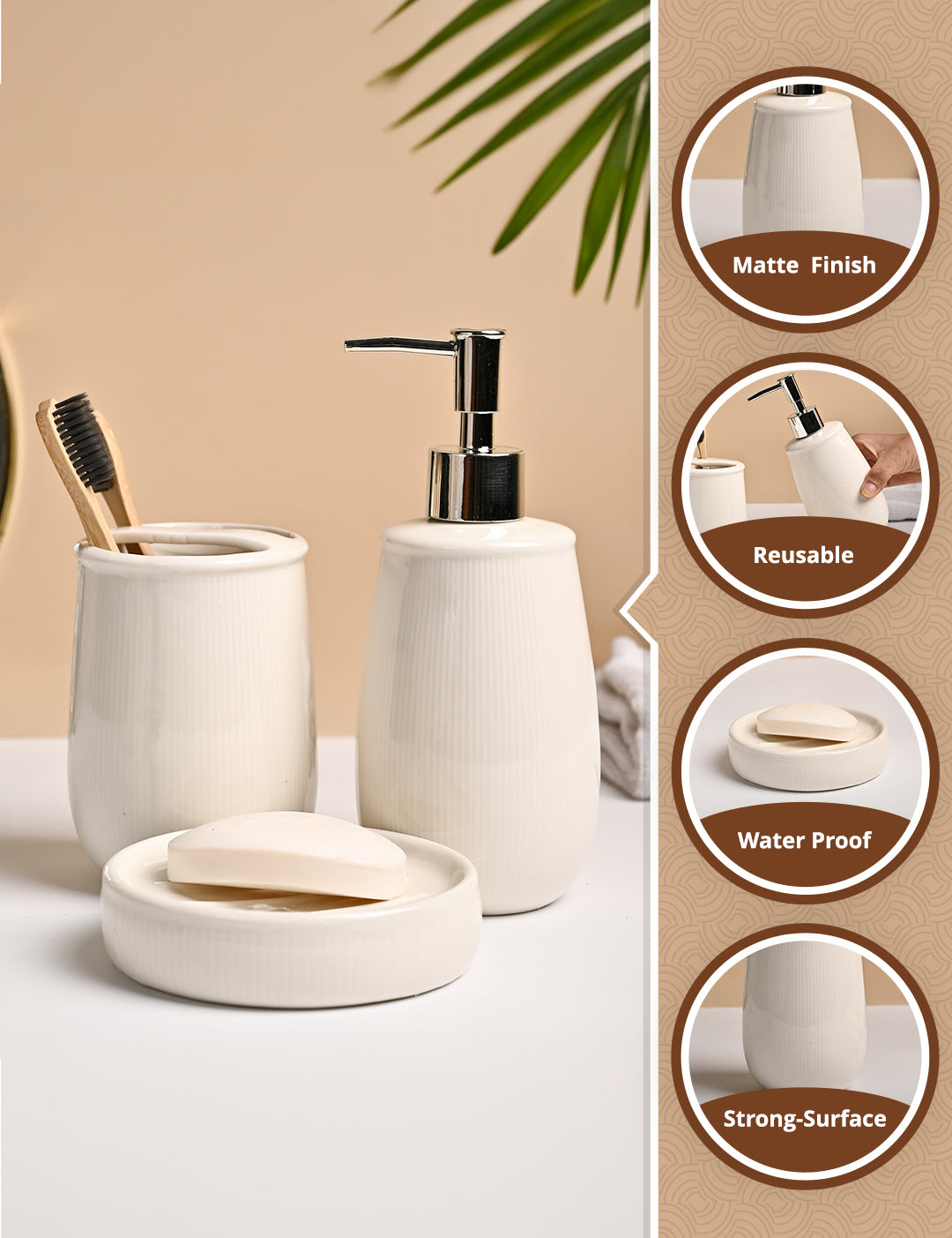 VON CASA 3Pcs White Ceramic Bathroom Set - MARKET99