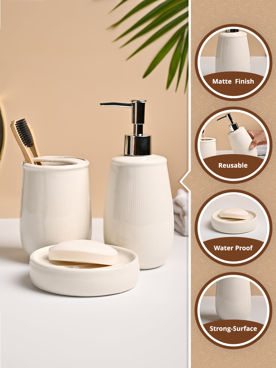 VON CASA 3Pcs White Ceramic Bathroom Set - MARKET99