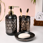 VON CASA 3Pcs Back & Gold Ceramic Bathroom Set
