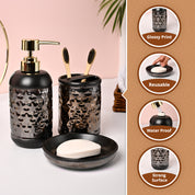 VON CASA 3Pcs Back & Gold Ceramic Bathroom Set