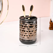 VON CASA 3Pcs Back & Gold Ceramic Bathroom Set