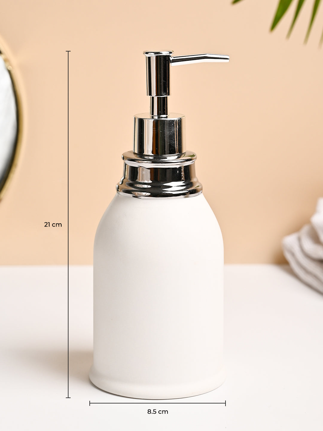 VON CASA White Ceramic Soap Dispenser - 480ml - MARKET99