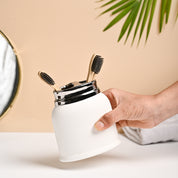VON CASA White Ceramic Toothbrush Holder