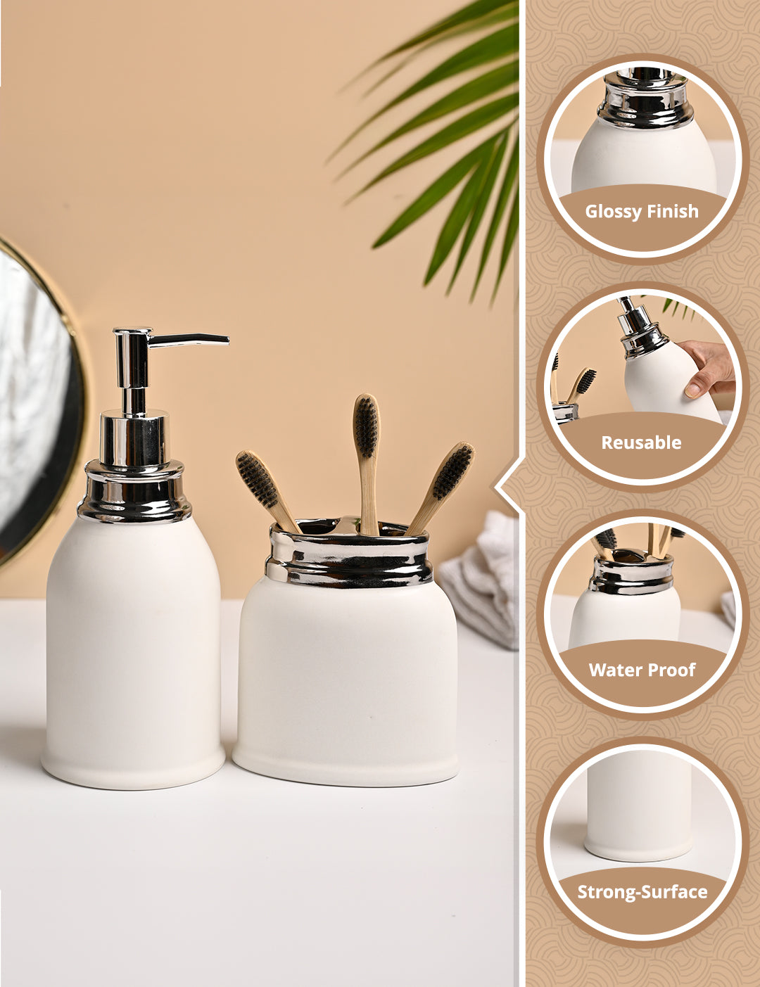 VON CASA 2Pcs White Ceramic Bathroom Set - MARKET99