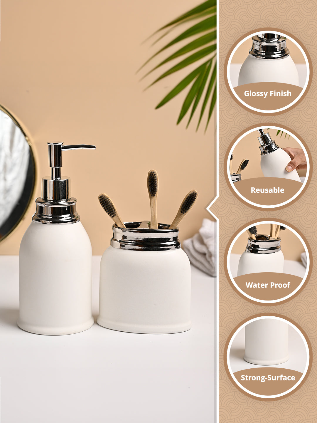 VON CASA 2Pcs White Ceramic Bathroom Set - MARKET99