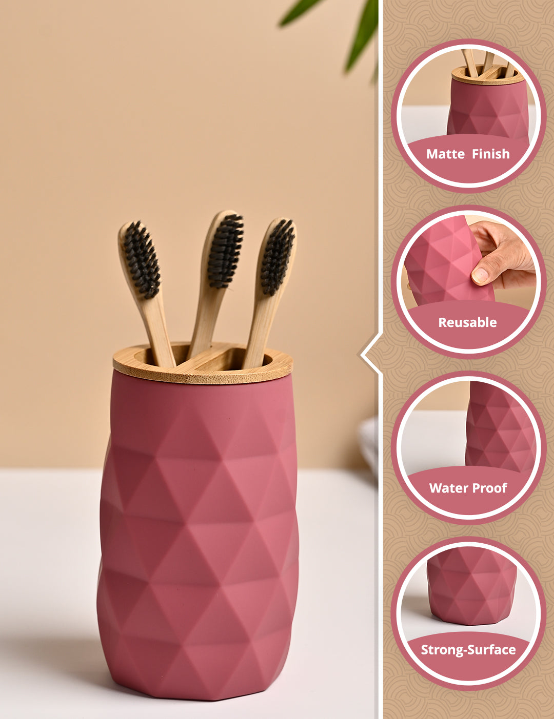 VON CASA Pink Toothbrush Holder - MARKET99