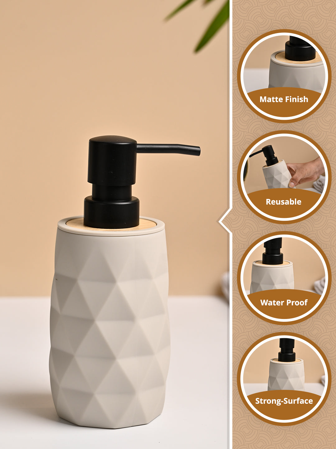 VON CASA Grey Plastic Soap Dispenser - 250ml - MARKET99