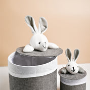 VON CASA Multi Purpose 2Pcs Round Fabric Basket/Bin - Bunny Face Design