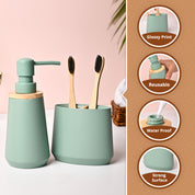 VON CASA 2Pcs Green Polyresin Bathroom Set
