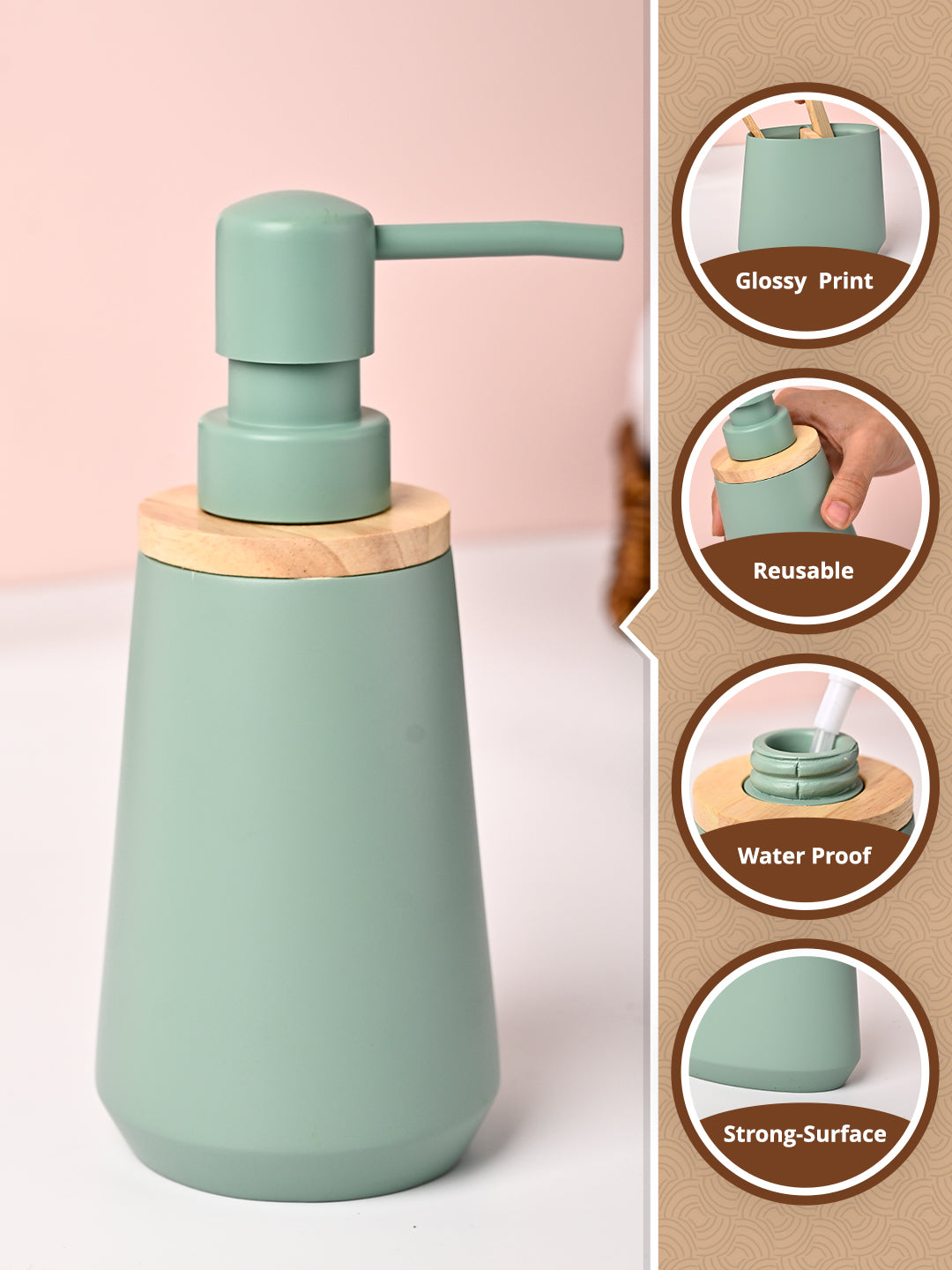 VON CASA Green Polyresin Soap Dispenser - 180ml - MARKET99