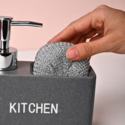 MARKET99 Grey Polyresin Soap Dispenser With Scourer- 130ml