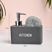 MARKET99 Grey Polyresin Soap Dispenser With Scourer- 130ml