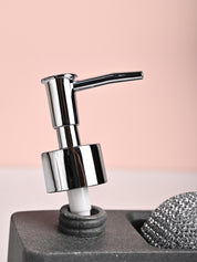 MARKET99 Grey Polyresin Soap Dispenser With Scourer- 130ml - MARKET99