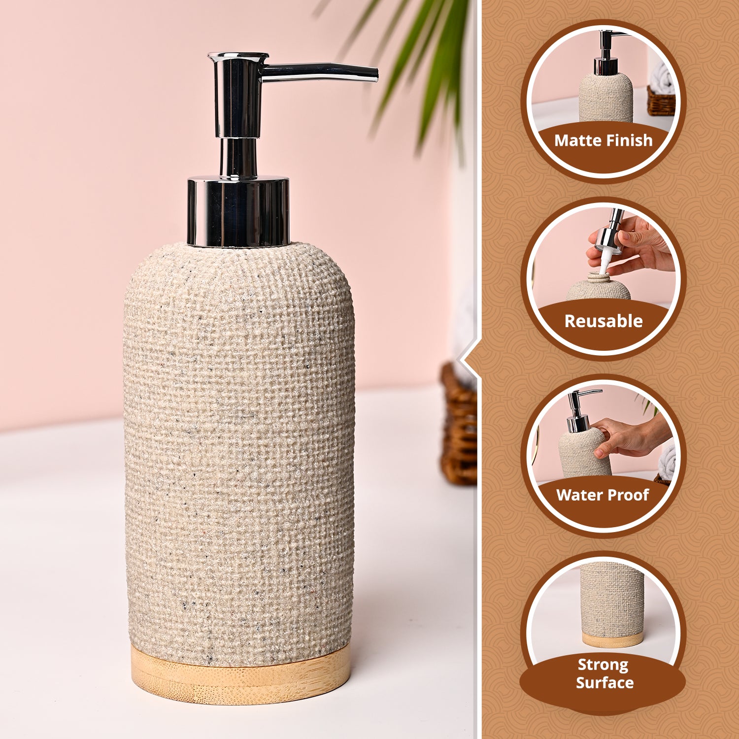 VON CASA Off-White Polyresin Soap Dispenser - 310ml
