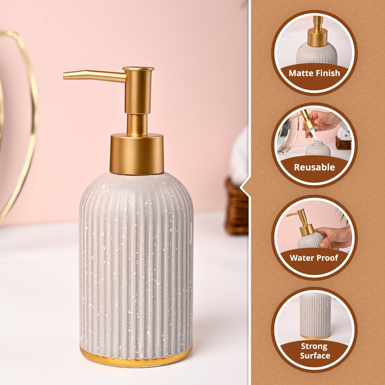 VON CASA Off-White Polyresin Soap Dispenser - 212ml