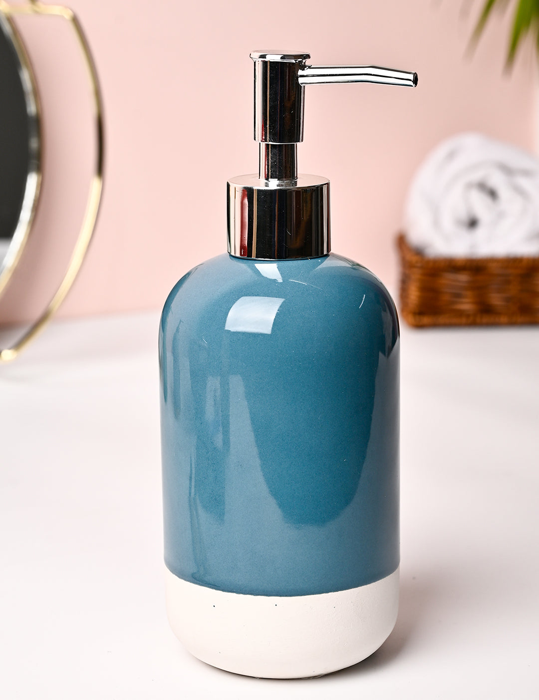 VON CASA Blue & White Polyresin Soap Dispenser - 228ml - MARKET99