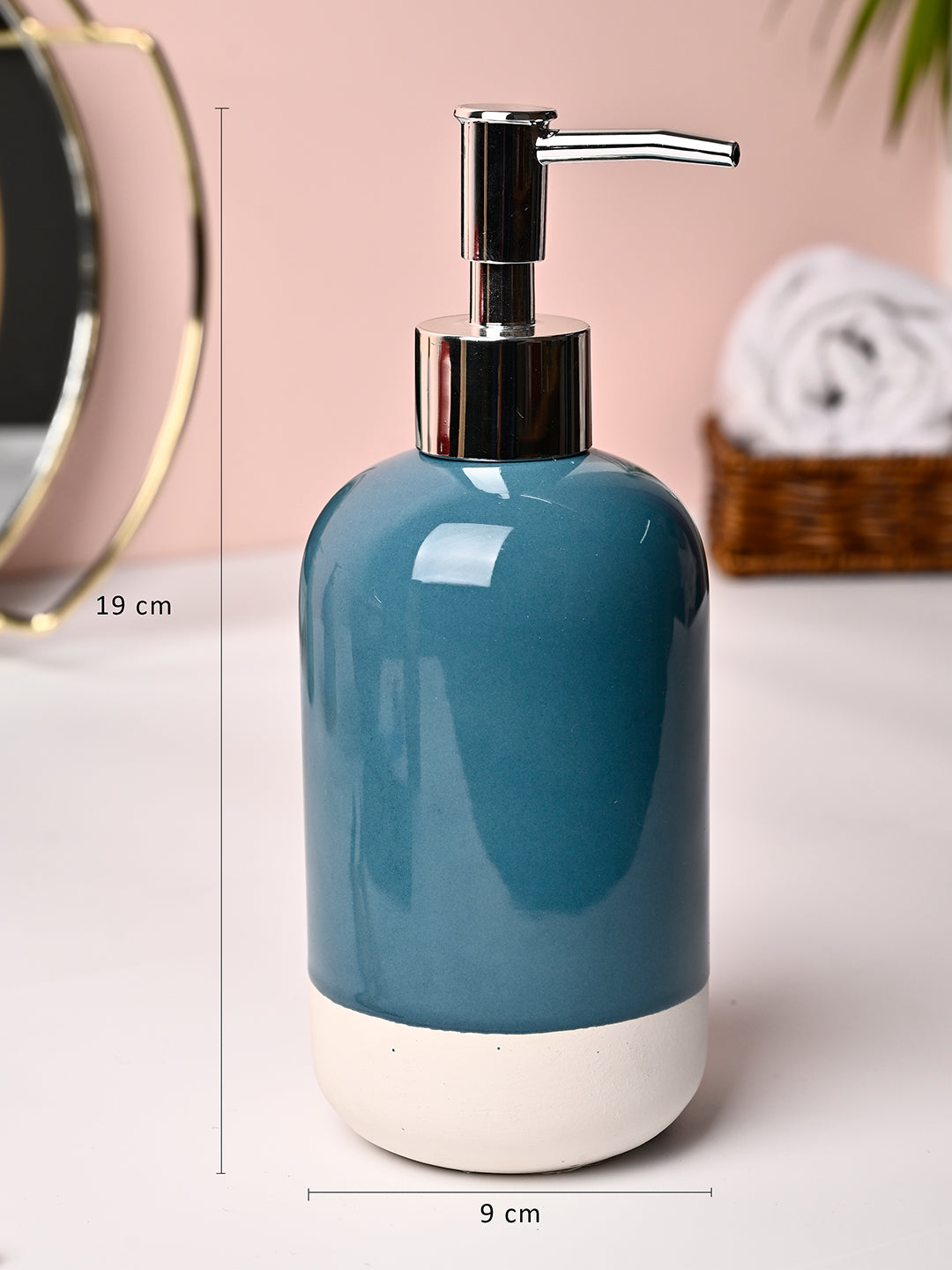 VON CASA Blue & White Polyresin Soap Dispenser - 228ml - MARKET99