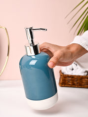 VON CASA Blue & White Polyresin Soap Dispenser - 228ml - MARKET99