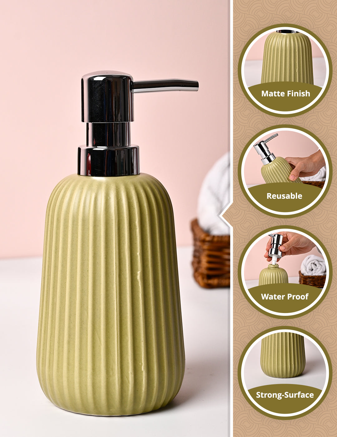 VON CASA Mint Green Polyresin Soap Dispenser - 270ml - MARKET99