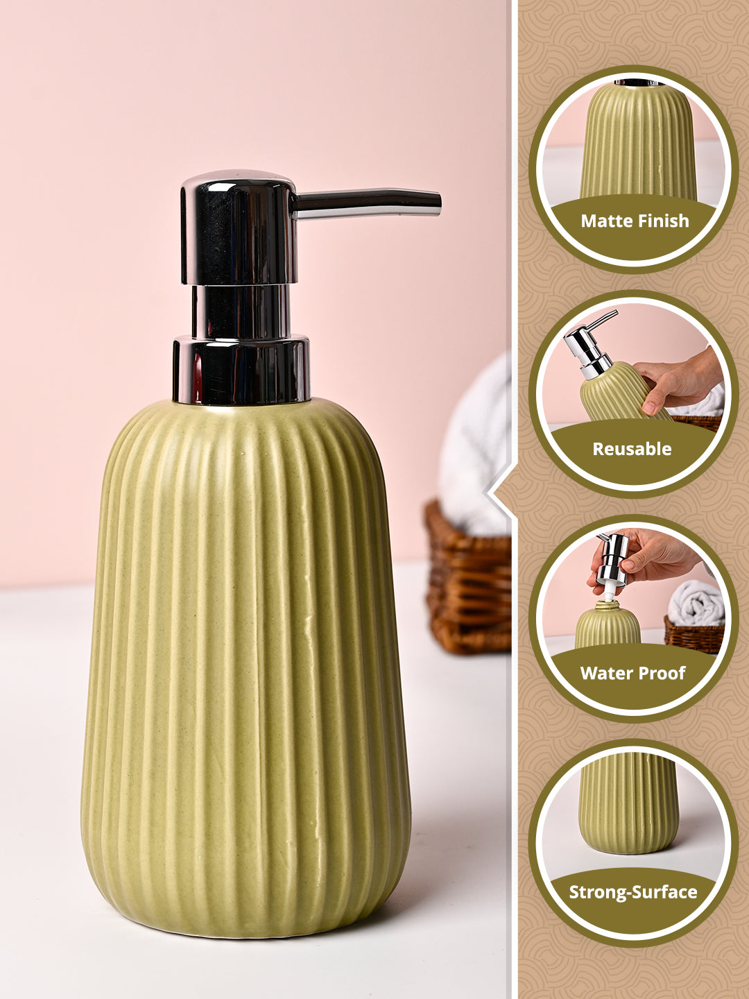 VON CASA Mint Green Polyresin Soap Dispenser - 270ml - MARKET99