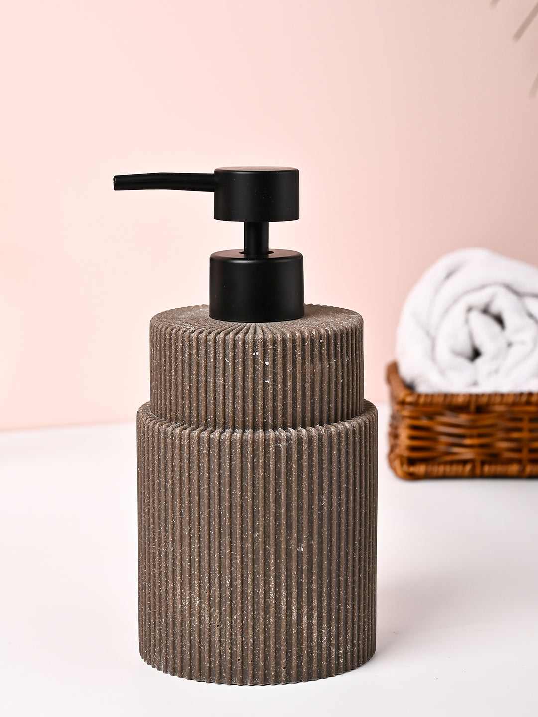 VON CASA Brown Polyresin Soap Dispenser - 410ml - MARKET99