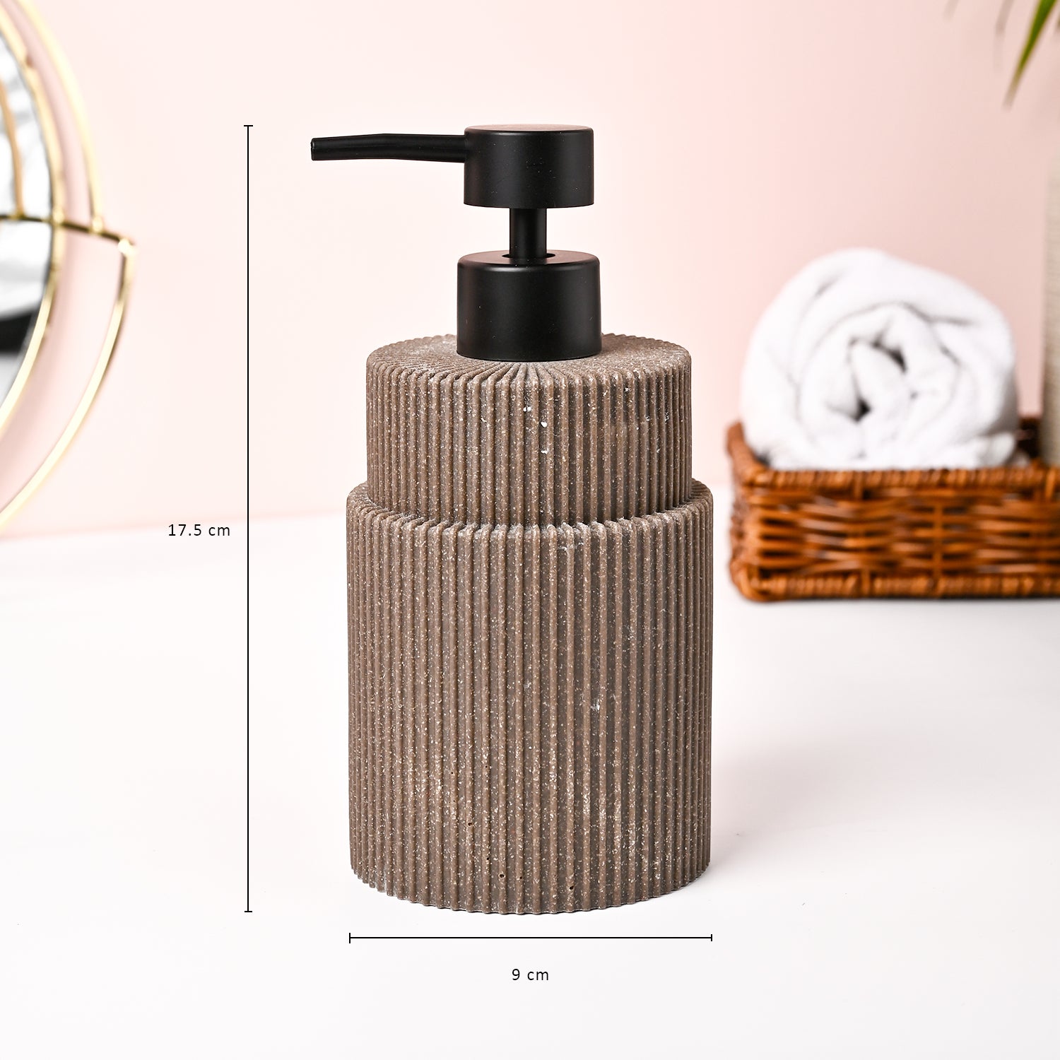 VON CASA Brown Polyresin Soap Dispenser - 410ml