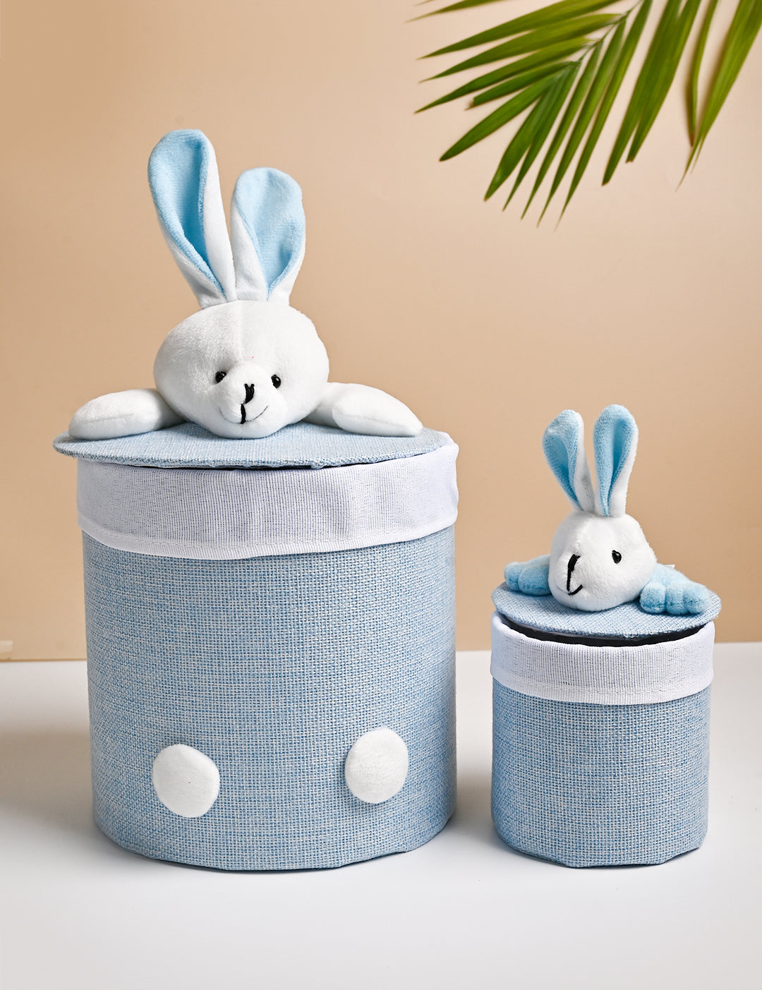 VON CASA Multi Purpose 2Pcs Round Fabric Basket - Bunny Face Design - MARKET99