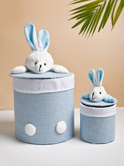 VON CASA Multi Purpose 2Pcs Round Fabric Basket - Bunny Face Design - MARKET99