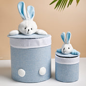 VON CASA Multi Purpose 2Pcs Round Fabric Basket - Bunny Face Design