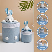 VON CASA Multi Purpose 2Pcs Round Fabric Basket - Bunny Face Design