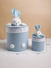 VON CASA Multi Purpose 2Pcs Round Fabric Basket - Bunny Face Design - MARKET99