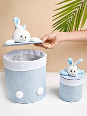 VON CASA Multi Purpose 2Pcs Round Fabric Basket - Bunny Face Design - MARKET99