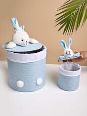 VON CASA Multi Purpose 2Pcs Round Fabric Basket - Bunny Face Design - MARKET99