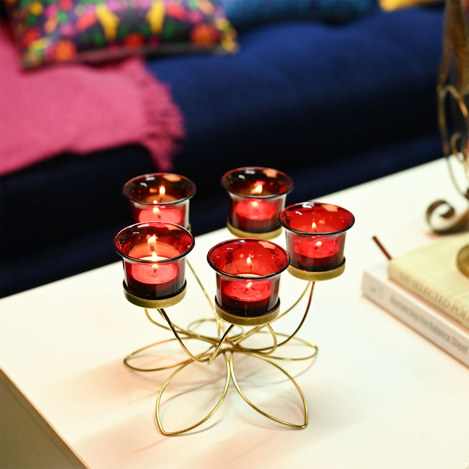 VON CASA 5 Votive Tea Light Candle Holder With Metal Stand
