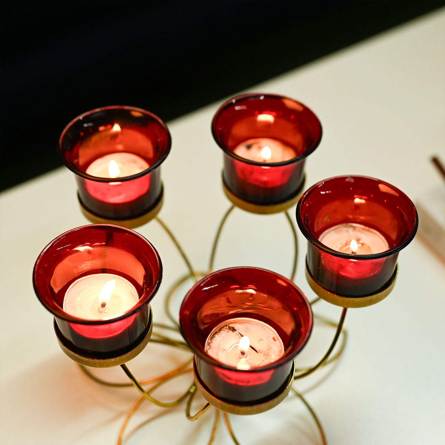 VON CASA 5 Votive Tea Light Candle Holder With Metal Stand
