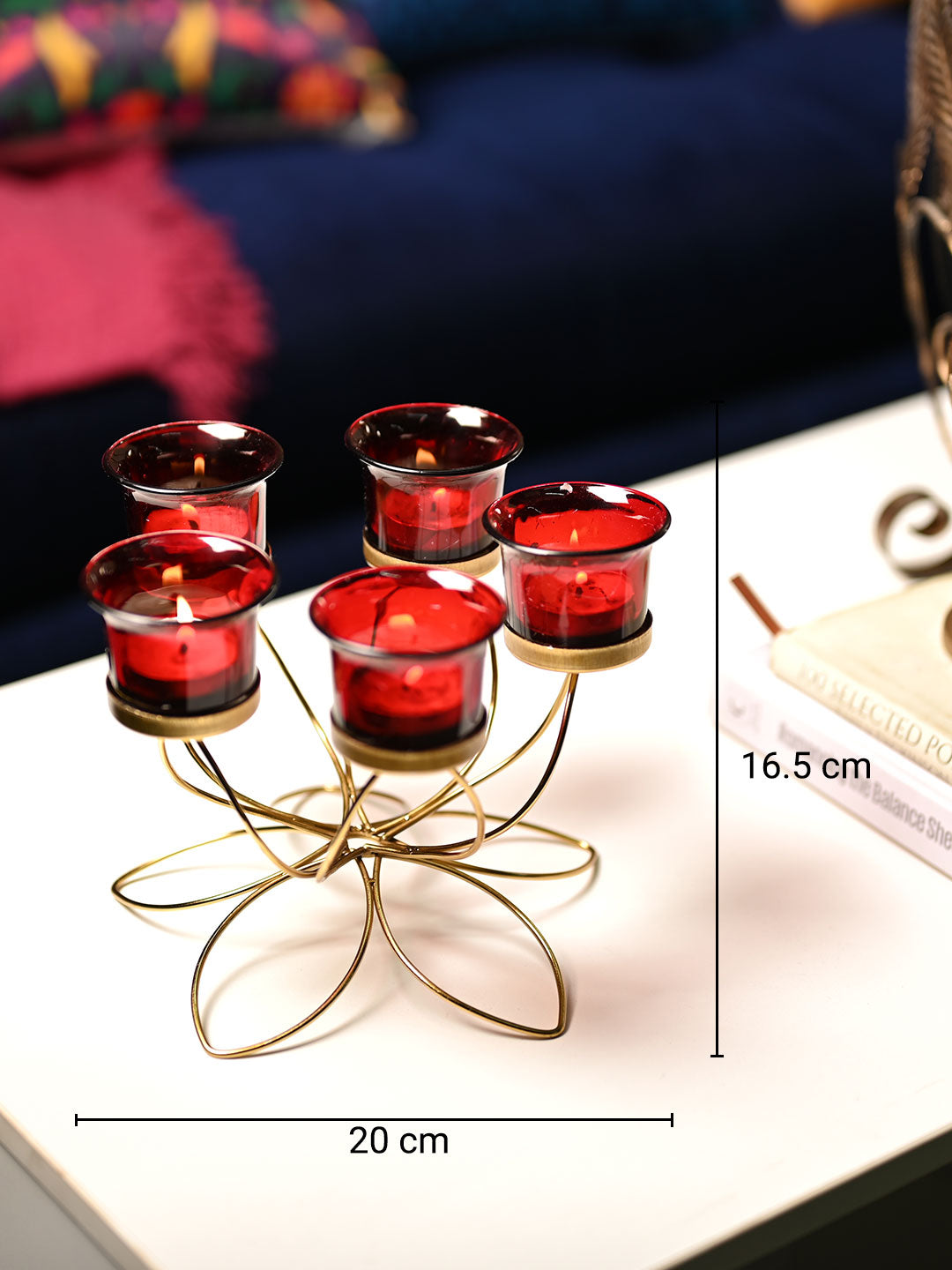 VON CASA 5 Votive Tea Light Candle Holder With Metal Stand