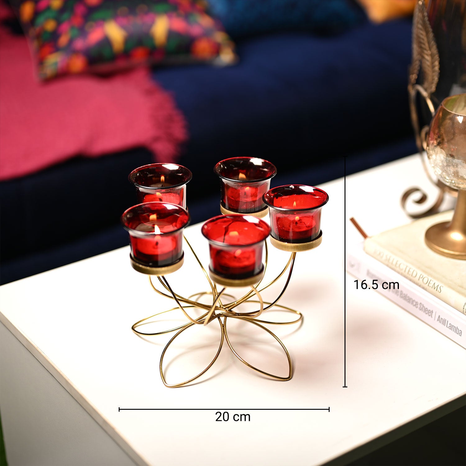 VON CASA 5 Votive Tea Light Candle Holder With Metal Stand