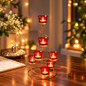 VON CASA Red 7 Votive Tree T- Light Holder