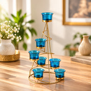 VON CASA Turquoise 7 Votive Tree T- Light Holder